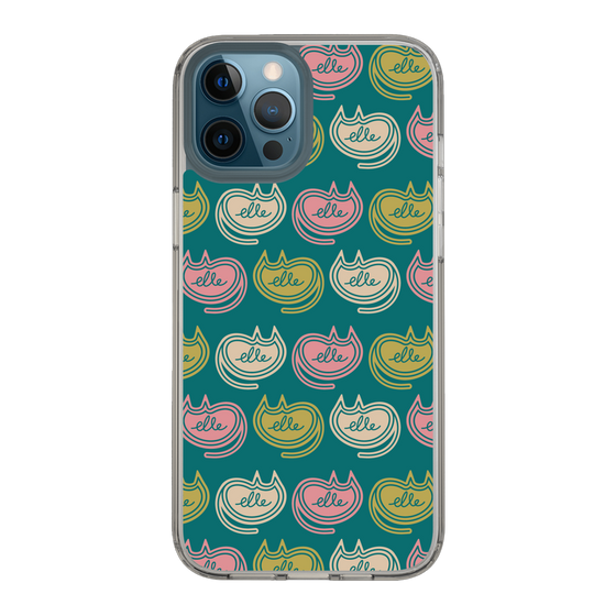 スリムプロテクションケース［ ELLE - Cat Pattern - グリーン ］