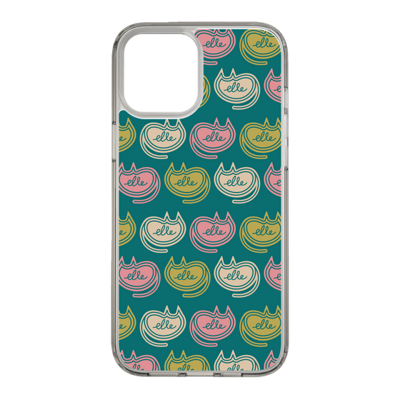 スリムプロテクションケース［ ELLE - Cat Pattern - グリーン ］