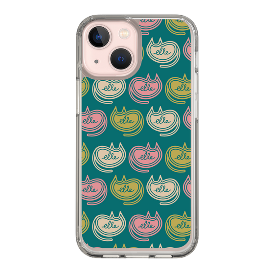 スリムプロテクションケース［ ELLE - Cat Pattern - グリーン ］