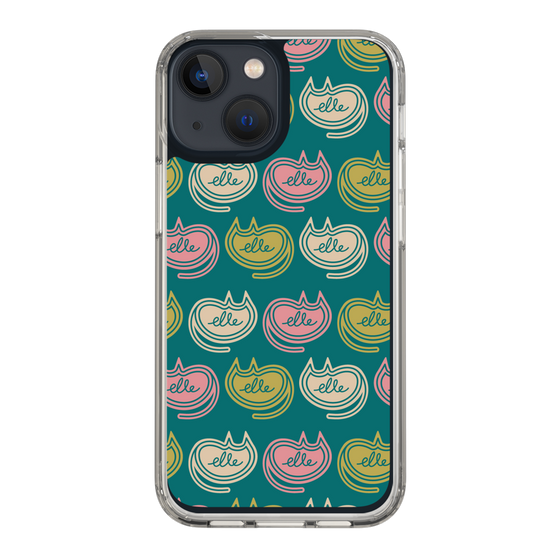 スリムプロテクションケース［ ELLE - Cat Pattern - グリーン ］
