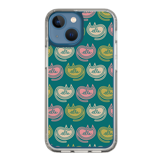 スリムプロテクションケース［ ELLE - Cat Pattern - グリーン ］