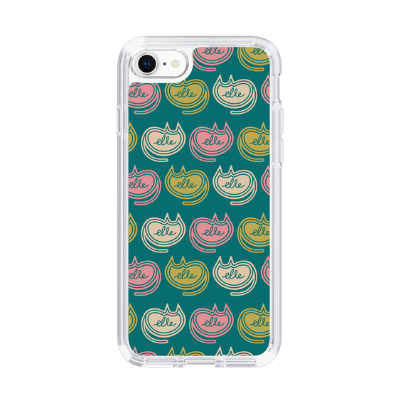 スリムプロテクションケース［ ELLE - Cat Pattern - グリーン ］