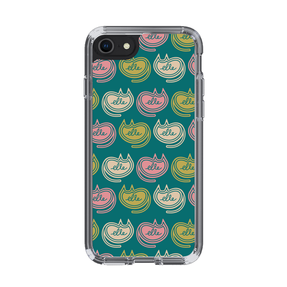 スリムプロテクションケース［ ELLE - Cat Pattern - グリーン ］
