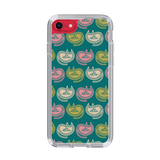 スリムプロテクションケース［ ELLE - Cat Pattern - グリーン ］