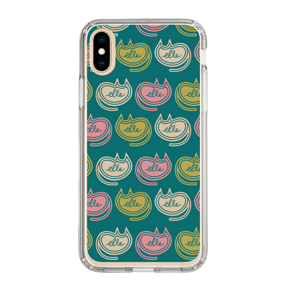 スリムプロテクションケース［ ELLE - Cat Pattern - グリーン ］