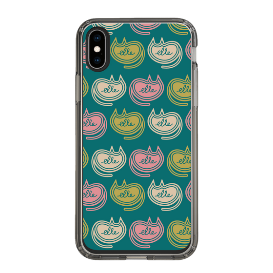 スリムプロテクションケース［ ELLE - Cat Pattern - グリーン ］