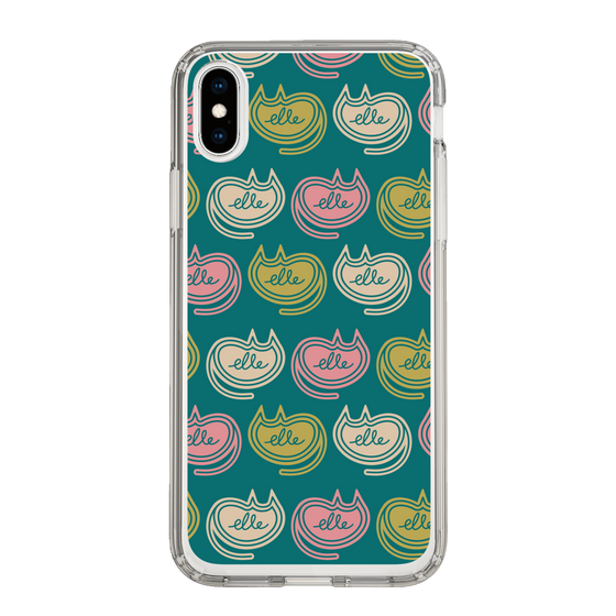 スリムプロテクションケース［ ELLE - Cat Pattern - グリーン ］