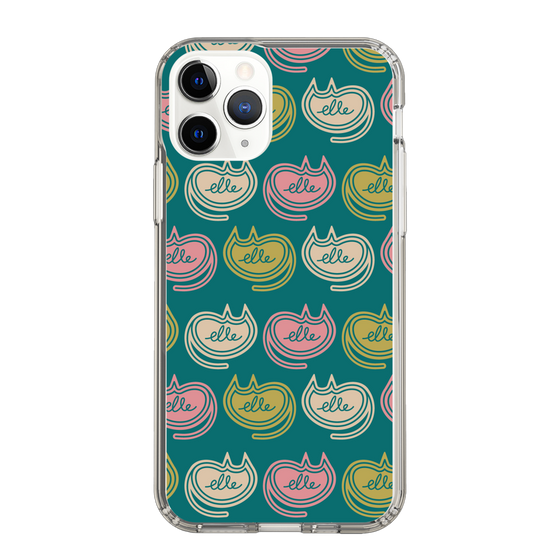 スリムプロテクションケース［ ELLE - Cat Pattern - グリーン ］