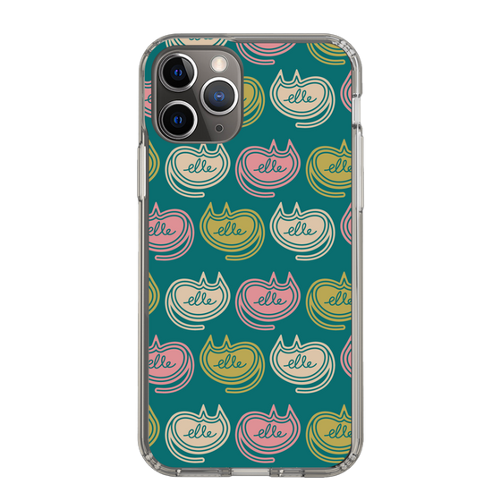 スリムプロテクションケース［ ELLE - Cat Pattern - グリーン ］