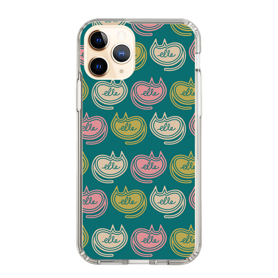 スリムプロテクションケース［ ELLE - Cat Pattern - グリーン ］