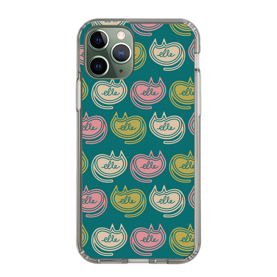 スリムプロテクションケース［ ELLE - Cat Pattern - グリーン ］