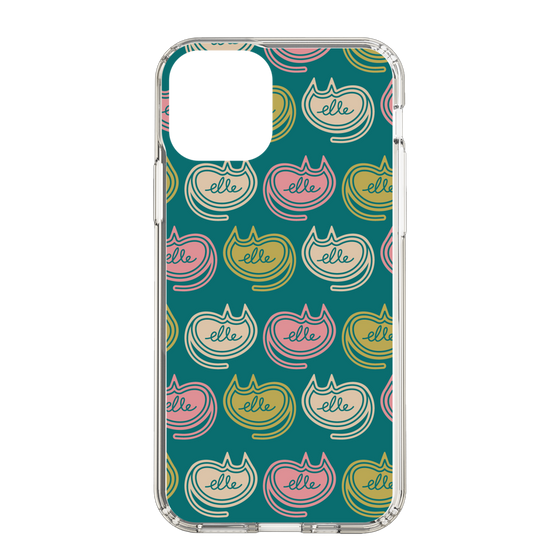 スリムプロテクションケース［ ELLE - Cat Pattern - グリーン ］