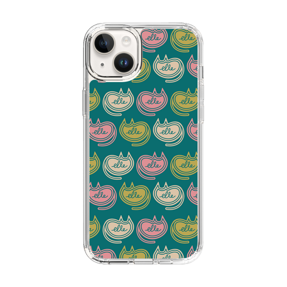 スリムプロテクションケース［ ELLE - Cat Pattern - グリーン ］