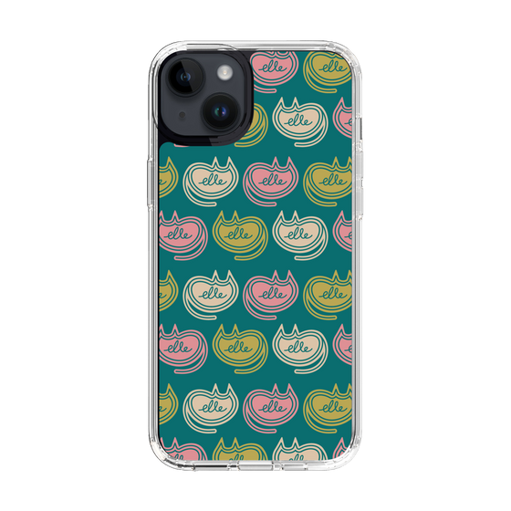 スリムプロテクションケース［ ELLE - Cat Pattern - グリーン ］