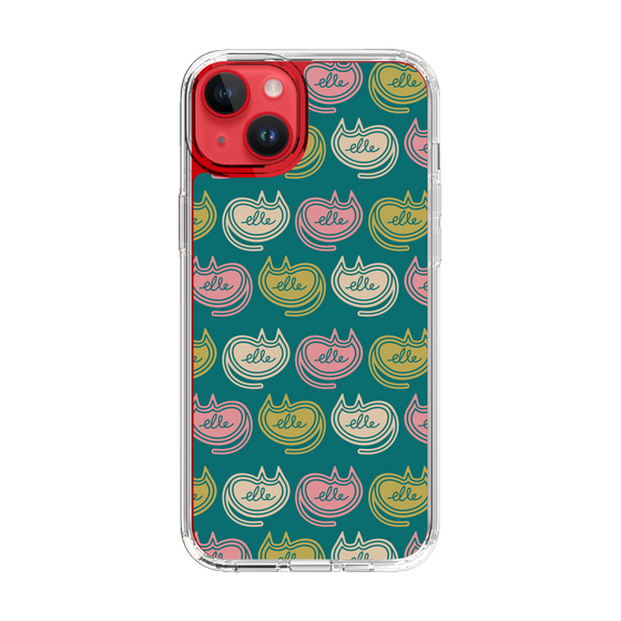 スリムプロテクションケース［ ELLE - Cat Pattern - グリーン ］
