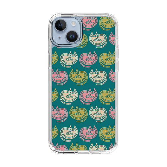 スリムプロテクションケース［ ELLE - Cat Pattern - グリーン ］