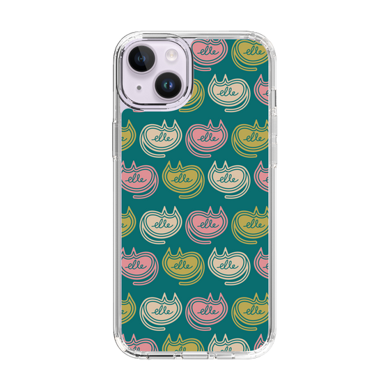 スリムプロテクションケース［ ELLE - Cat Pattern - グリーン ］