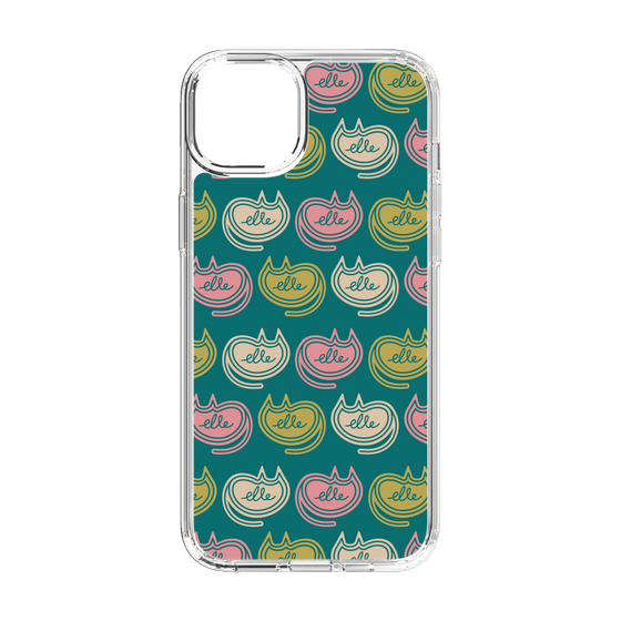 スリムプロテクションケース［ ELLE - Cat Pattern - グリーン ］