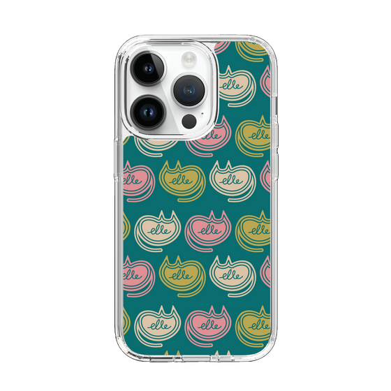 スリムプロテクションケース［ ELLE - Cat Pattern - グリーン ］