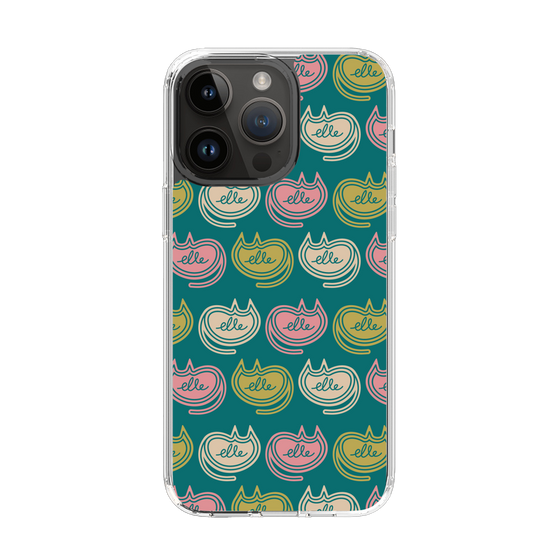 スリムプロテクションケース［ ELLE - Cat Pattern - グリーン ］