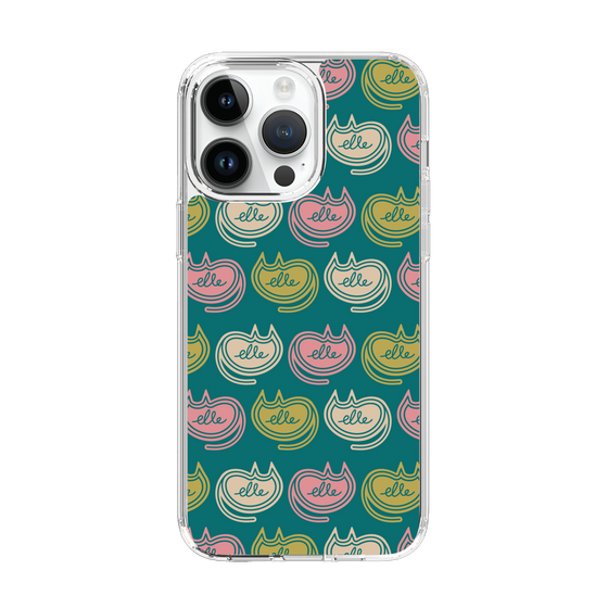 スリムプロテクションケース［ ELLE - Cat Pattern - グリーン ］