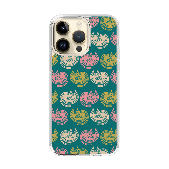 スリムプロテクションケース［ ELLE - Cat Pattern - グリーン ］