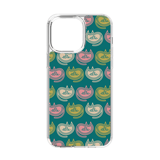 スリムプロテクションケース［ ELLE - Cat Pattern - グリーン ］