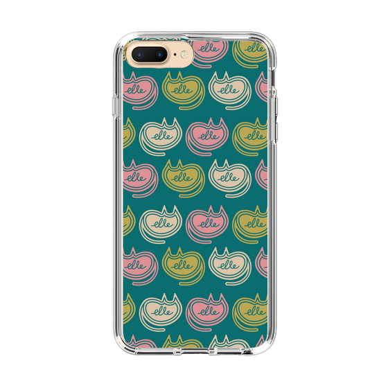 スリムプロテクションケース［ ELLE - Cat Pattern - グリーン ］