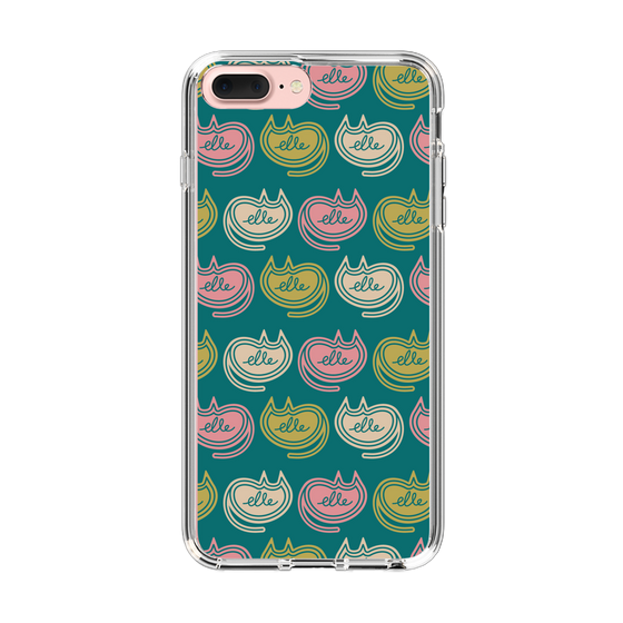 スリムプロテクションケース［ ELLE - Cat Pattern - グリーン ］