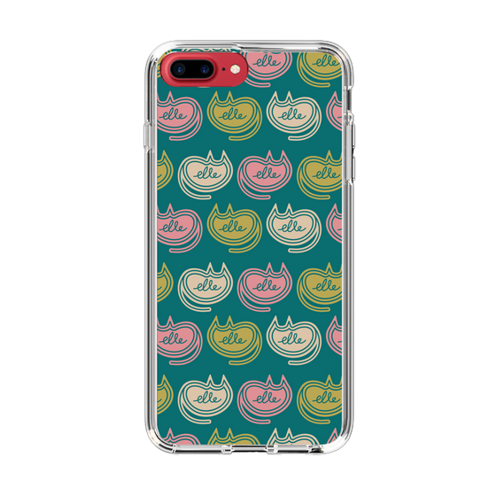 スリムプロテクションケース［ ELLE - Cat Pattern - グリーン ］