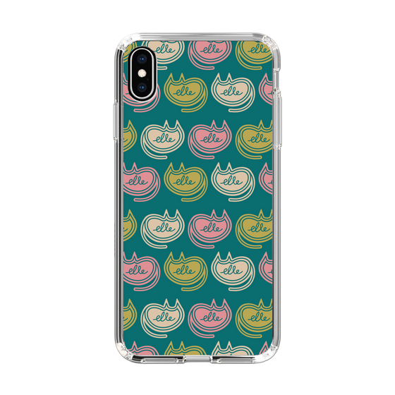 スリムプロテクションケース［ ELLE - Cat Pattern - グリーン ］