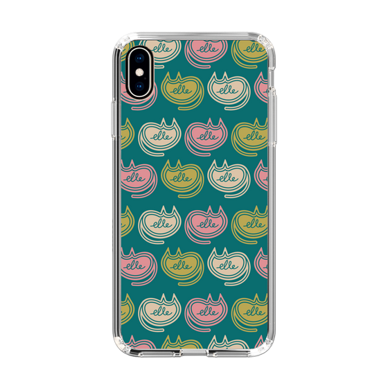 スリムプロテクションケース［ ELLE - Cat Pattern - グリーン ］