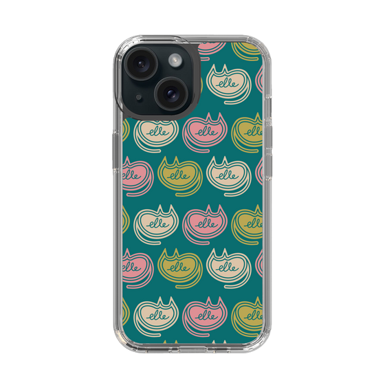 スリムプロテクションケース［ ELLE - Cat Pattern - グリーン ］