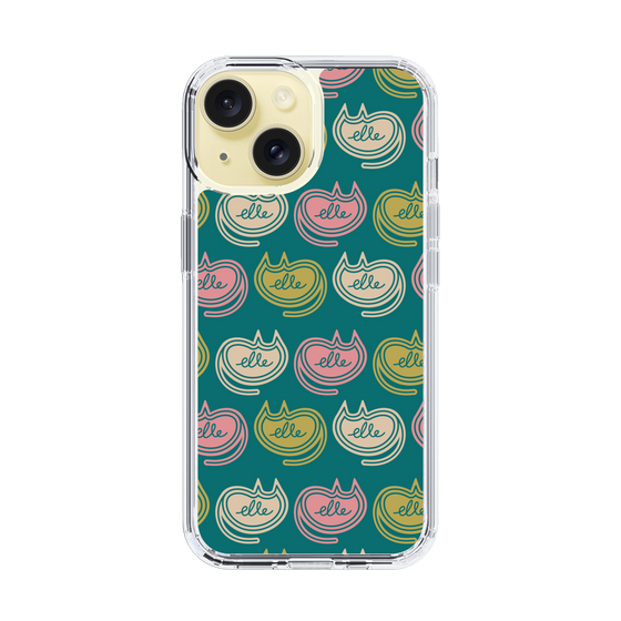 スリムプロテクションケース［ ELLE - Cat Pattern - グリーン ］