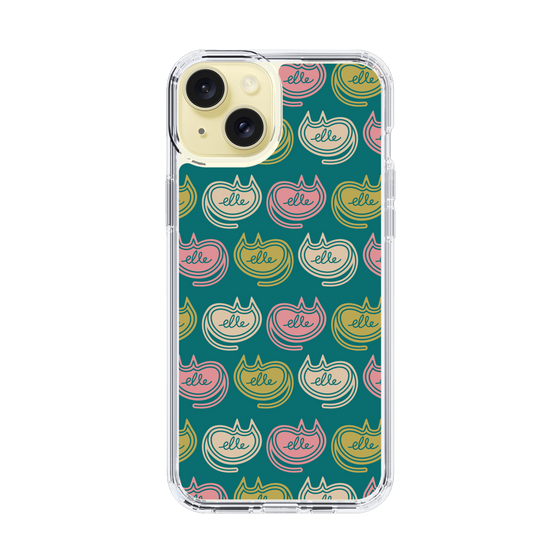 スリムプロテクションケース［ ELLE - Cat Pattern - グリーン ］