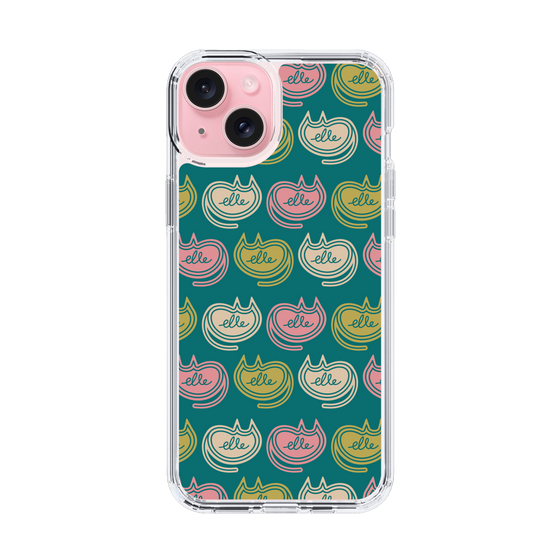 スリムプロテクションケース［ ELLE - Cat Pattern - グリーン ］
