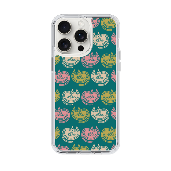 スリムプロテクションケース［ ELLE - Cat Pattern - グリーン ］