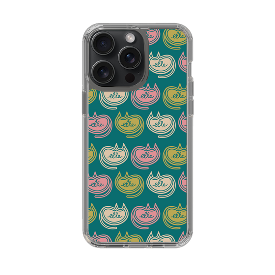 スリムプロテクションケース［ ELLE - Cat Pattern - グリーン ］