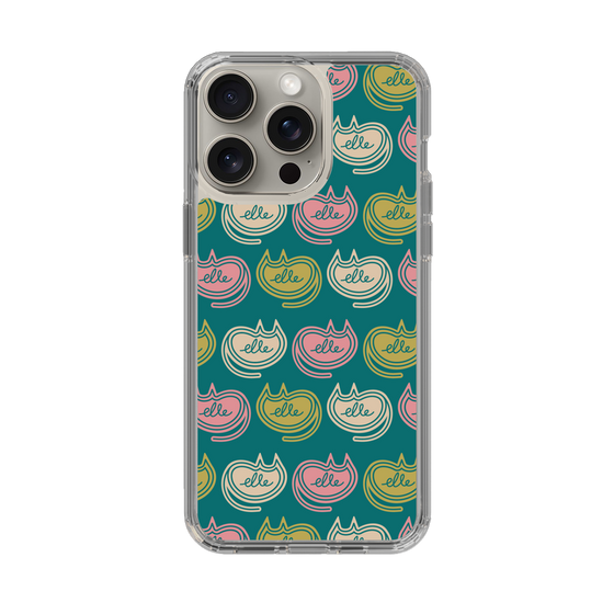 スリムプロテクションケース［ ELLE - Cat Pattern - グリーン ］
