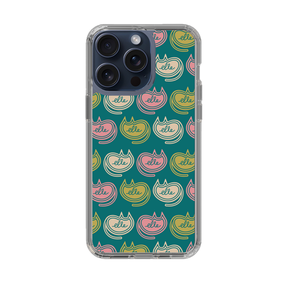 スリムプロテクションケース［ ELLE - Cat Pattern - グリーン ］