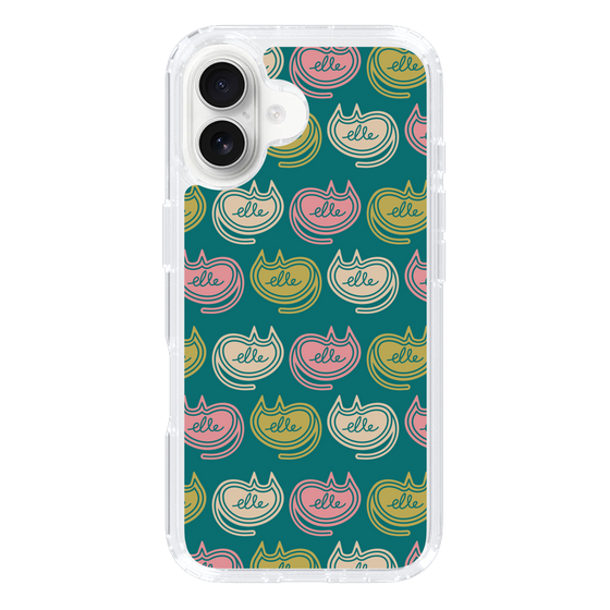 スリムプロテクションケース［ ELLE - Cat Pattern - グリーン ］