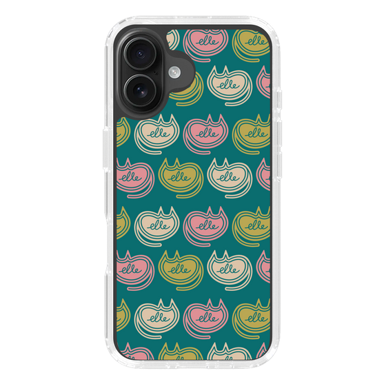 スリムプロテクションケース［ ELLE - Cat Pattern - グリーン ］