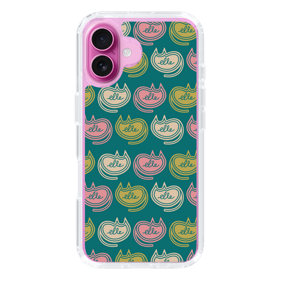 スリムプロテクションケース［ ELLE - Cat Pattern - グリーン ］