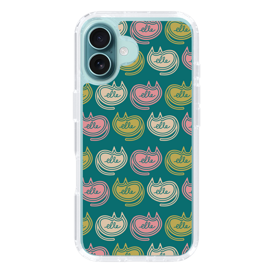 スリムプロテクションケース［ ELLE - Cat Pattern - グリーン ］