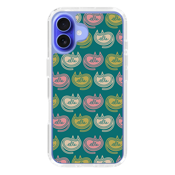 スリムプロテクションケース［ ELLE - Cat Pattern - グリーン ］