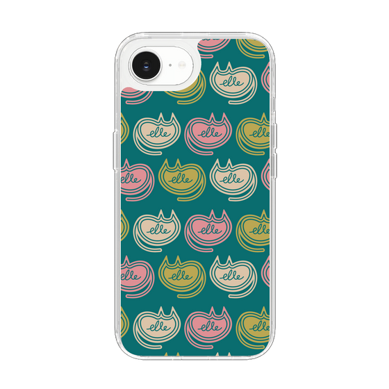 スリムプロテクションケース［ ELLE - Cat Pattern - グリーン ］