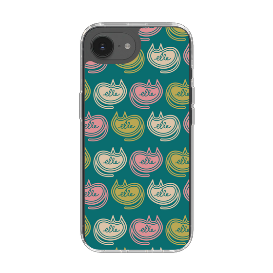 スリムプロテクションケース［ ELLE - Cat Pattern - グリーン ］