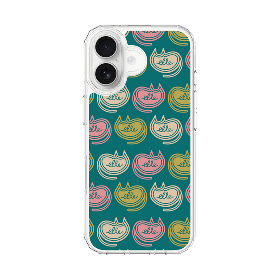 スリムプロテクションケース［ ELLE - Cat Pattern - グリーン ］