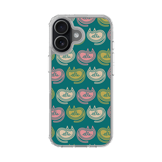 スリムプロテクションケース［ ELLE - Cat Pattern - グリーン ］