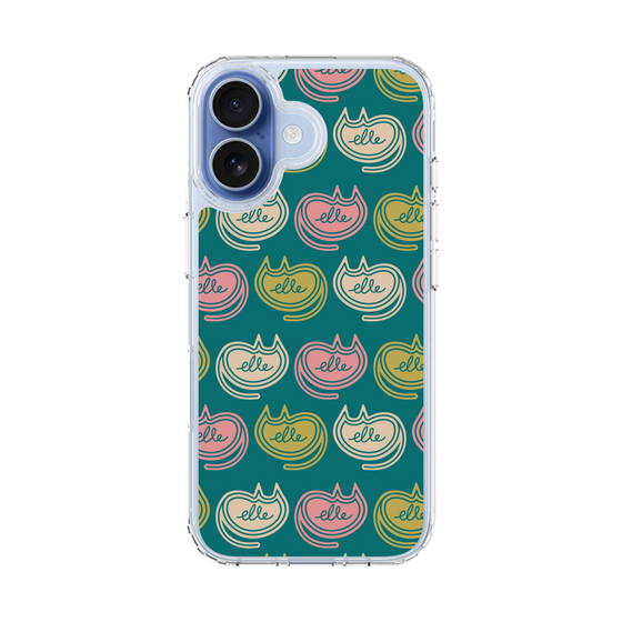 スリムプロテクションケース［ ELLE - Cat Pattern - グリーン ］